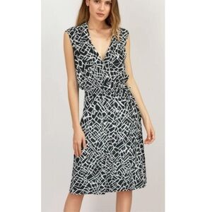 STUDIO ONE New York Women’s Large Geometric Dress Sleeveless V Neck Black White